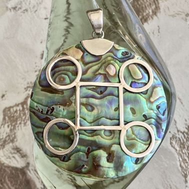 PD 05173 AB-(HANDMADE 925 BALI STERLING SILVER PENDANTS WITH ABALONE)
